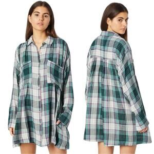 Free People Twilight The Voyage Plaid Shirt Dress